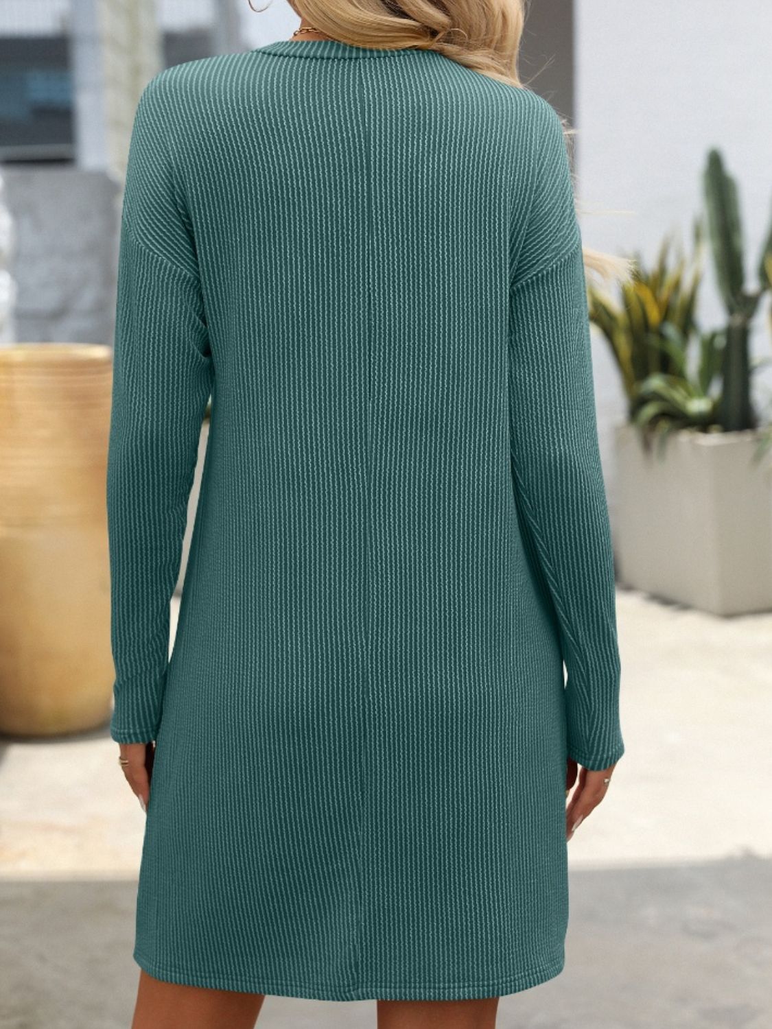 Mandy Striped Round Neck Long Sleeve Mini Dress - Classique Collection