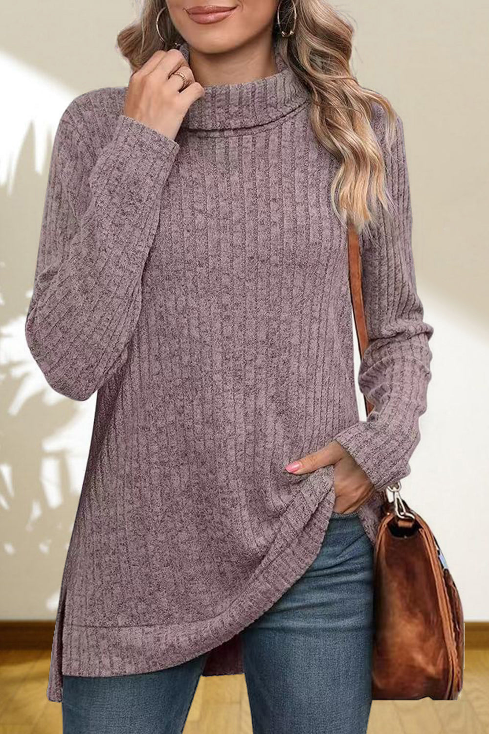 Turtleneck High Low Top - Classique Collection
