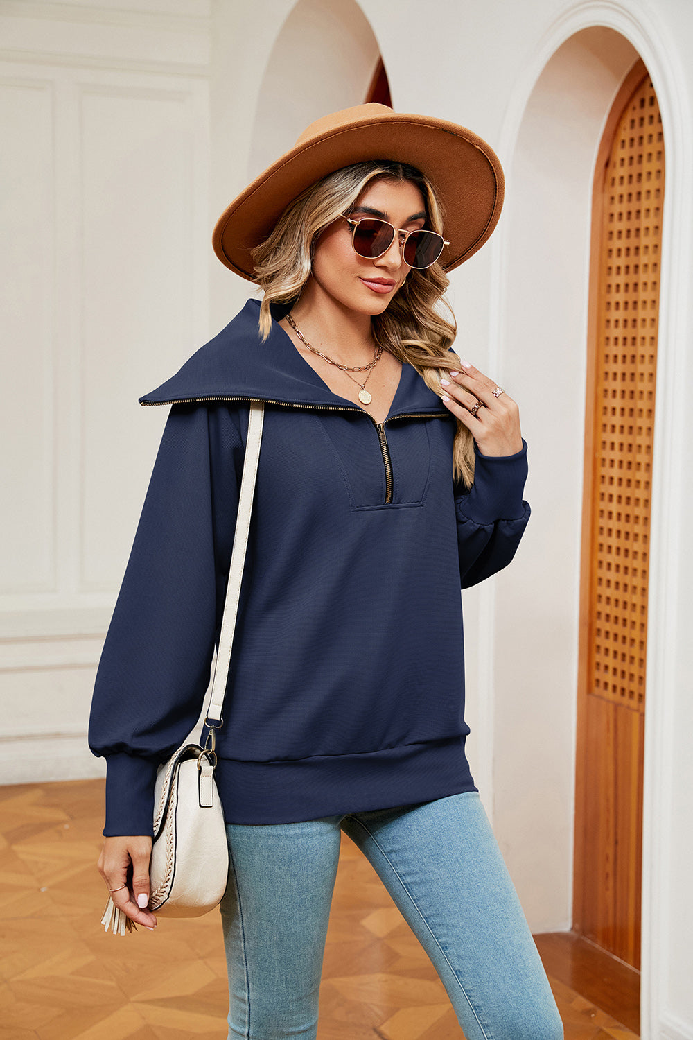 Half-Zip Collared Sweatshirt - Classique Collection