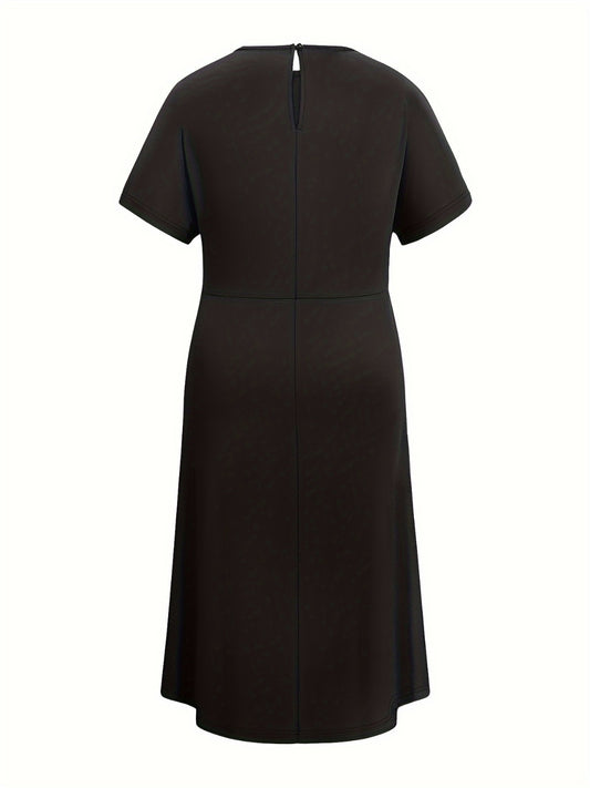Round Neck Short Sleeve Midi Dress - Classique Collection