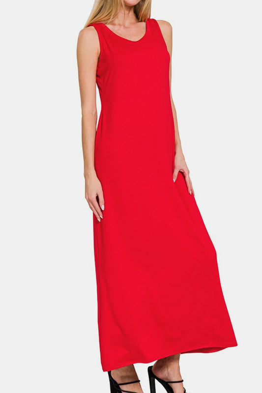 Zenana Scoop Neck Wide Strap Tank Dress - Classique Collection