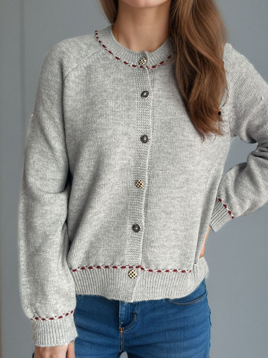Button Down Long Sleeve Cardigan - ClassiQ