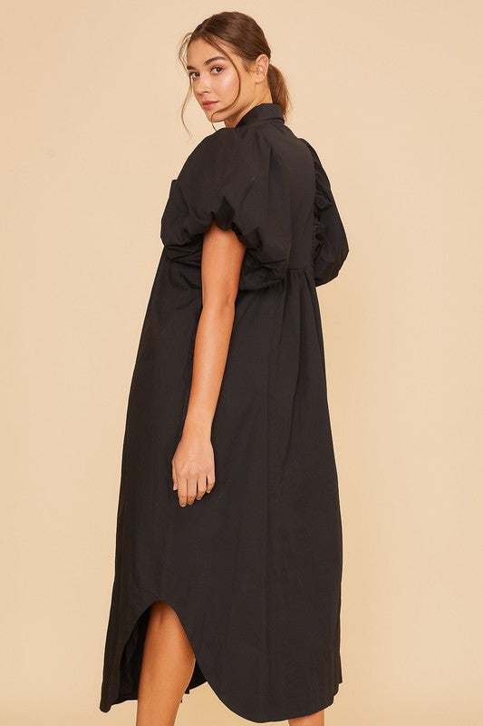 Annie Wear Smocked Puff Sleeve Midi Dress - ClassiQ