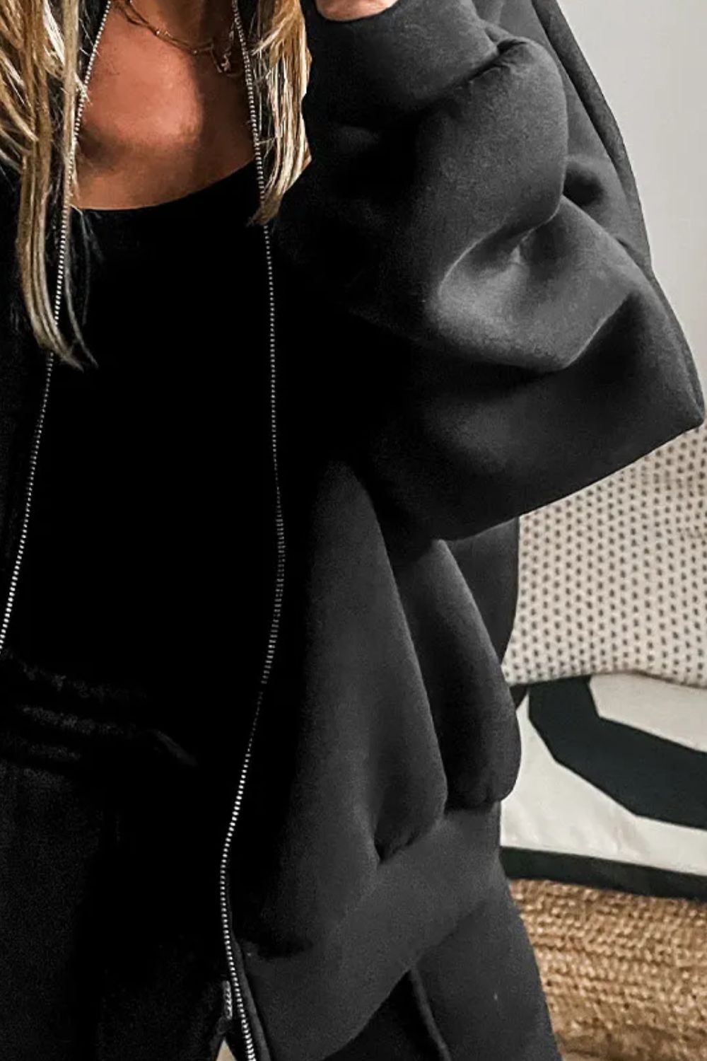 Zip Up Long Sleeve Top and Pants Set - ClassiQ