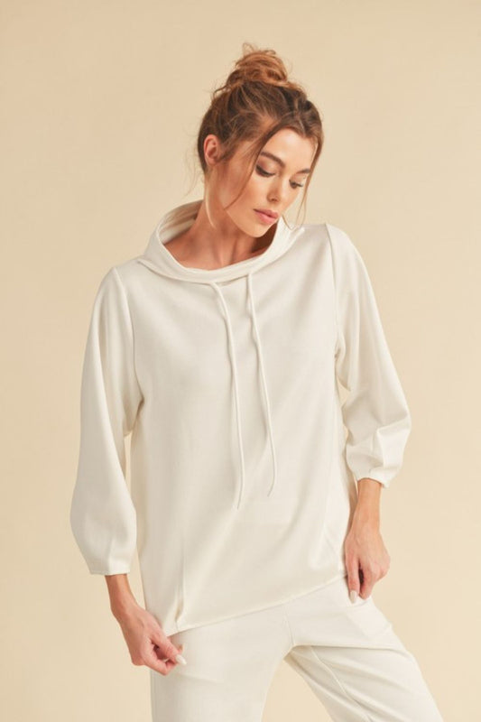 Aemi + Co Lightweight Drawstring Mock Neck Sweatshirt - Classique Collection