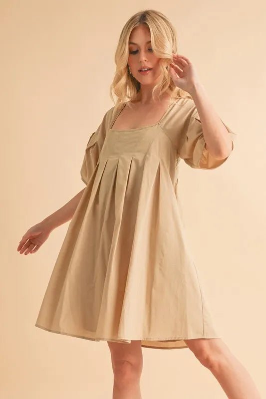 Aemi + Co Square Neck Babydoll Dress with Pockets