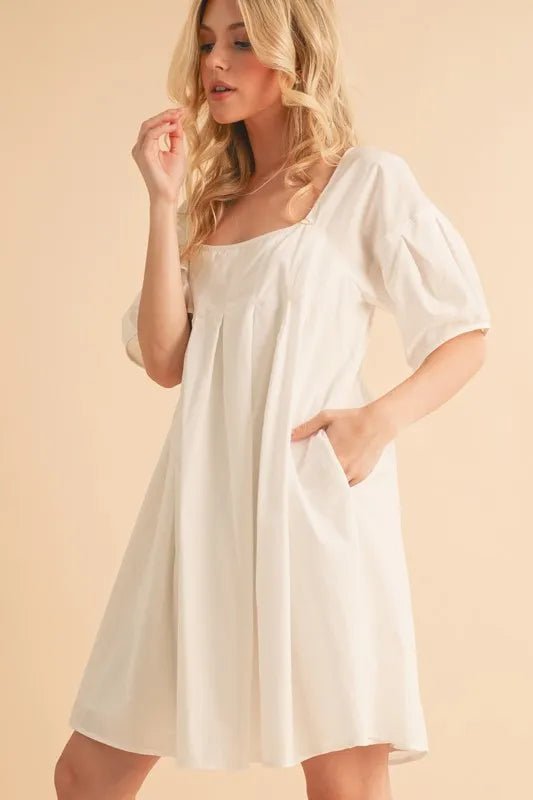 Aemi + Co Square Neck Babydoll Dress with Pockets