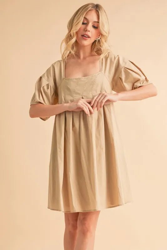 Aemi + Co Square Neck Babydoll Dress with Pockets