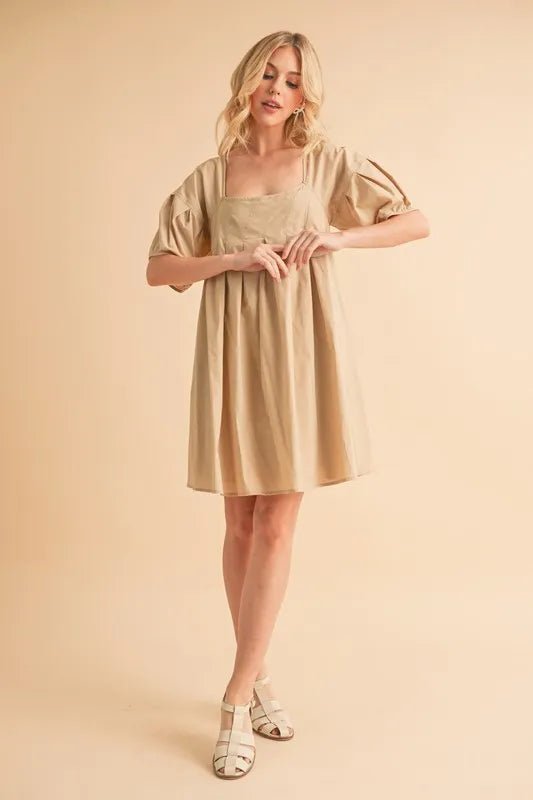 Aemi + Co Square Neck Babydoll Dress with Pockets