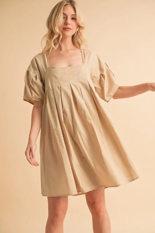 Aemi + Co Square Neck Babydoll Dress with Pockets
