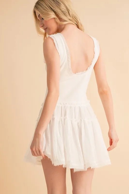 Aemi+Co Frill Sleeveless Drop Waist Mini Dress