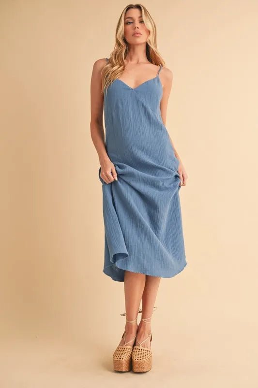 Aemi+Co Side Button Midi Cami Dress