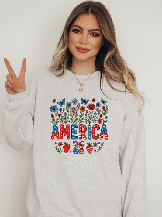 American Flowers/Strawberry Graphic SweatShirt