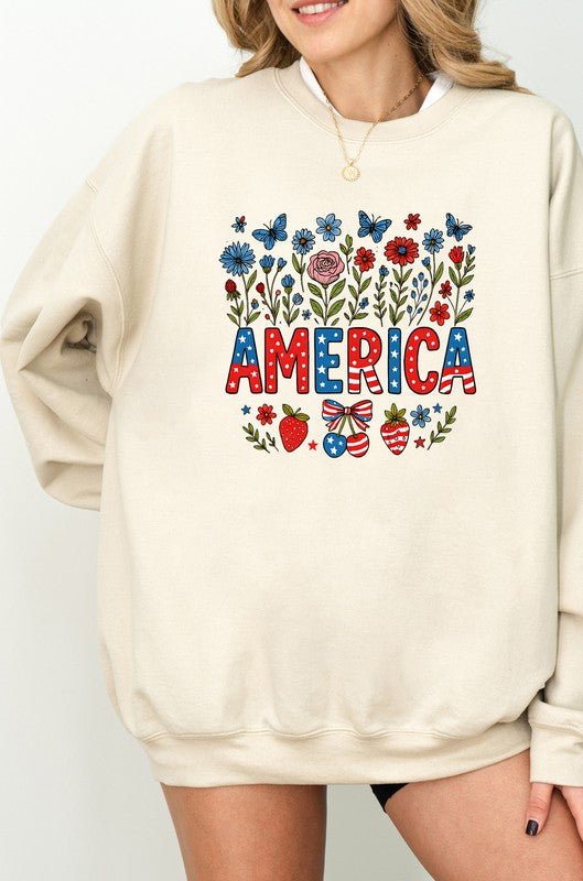 American Flowers/Strawberry Graphic SweatShirt