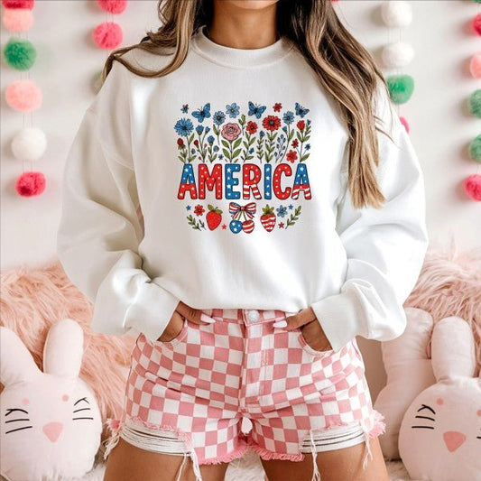 American Flowers/Strawberry Graphic SweatShirt