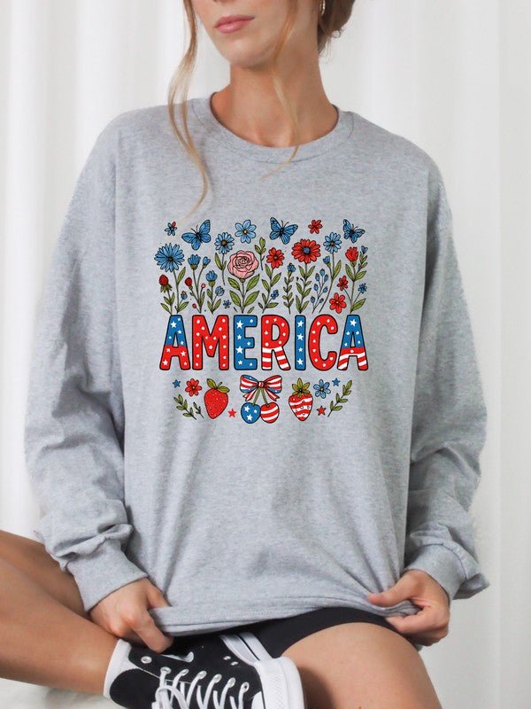 American Flowers/Strawberry Graphic SweatShirt