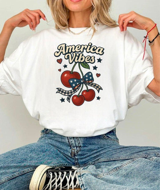 American Vibes Patriotic Graphic Boutique Top Tee