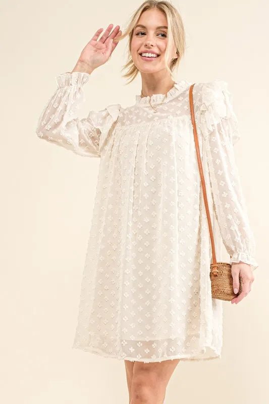 And The Why Ruffle Shoulder with Textured Woven Dress