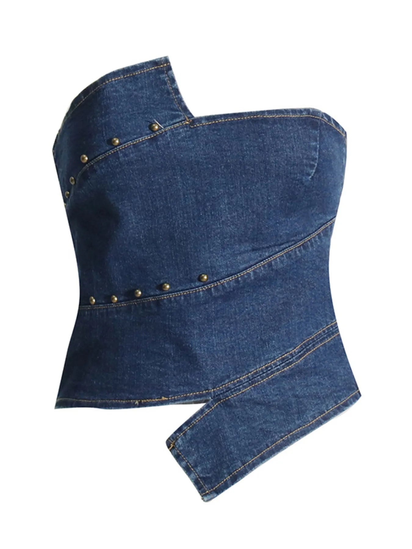 Asymmetric Denim Tube TopTop