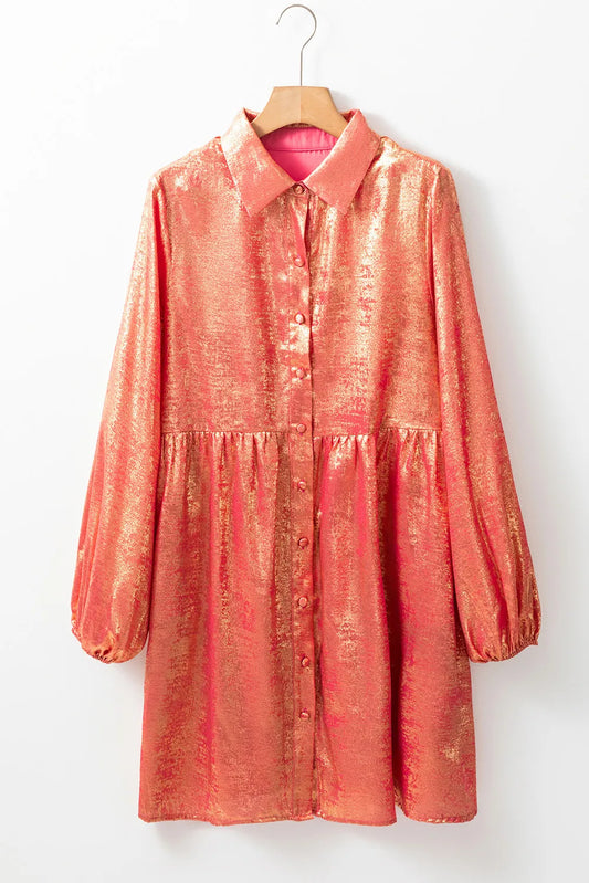 Metallic Sheen Long Sleeve Mini Dress - Classique Collection