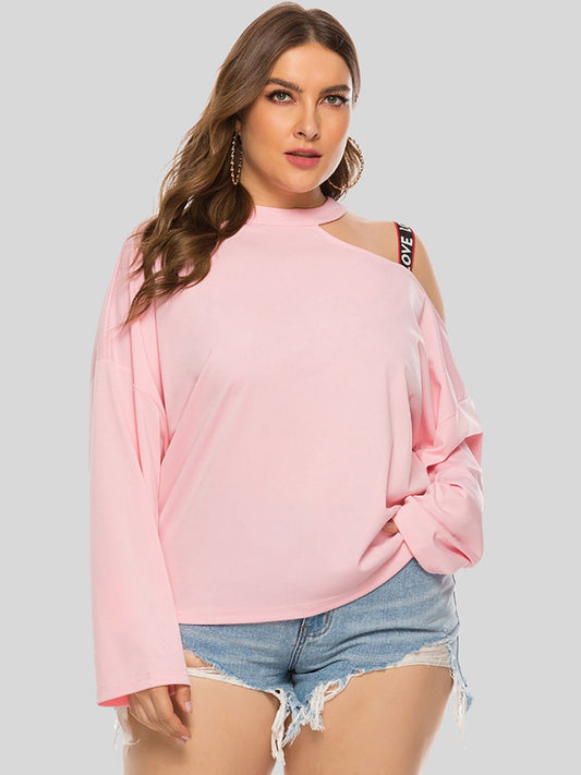 Plus Size Cold-Shoulder Round Neck Blouse - Classique Collection