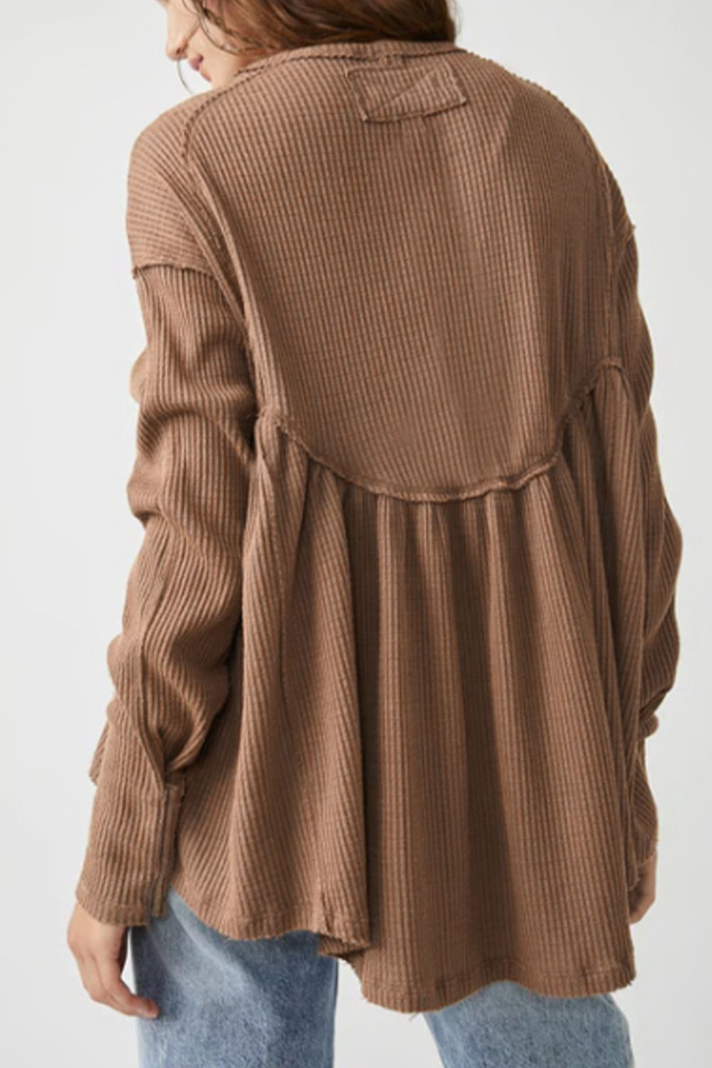Round Neck Exposed Seam Babydoll Top - Classique Collection