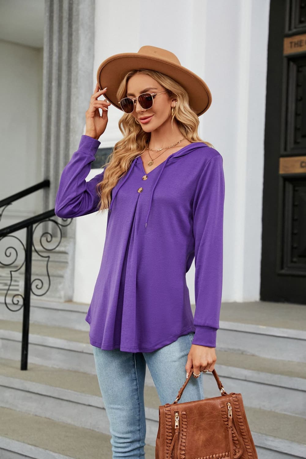 Long Sleeve Hooded Blouse - Classique Collection