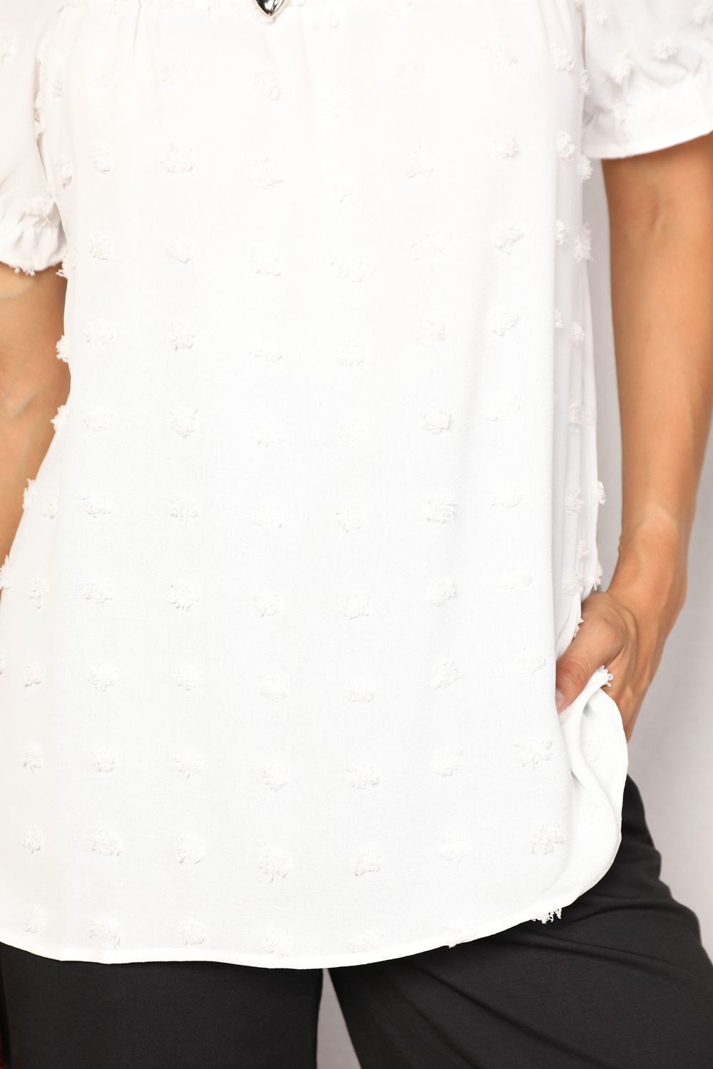 Mandy Swiss Dot Puff Sleeve Square Neck Blouse - Classique Collection