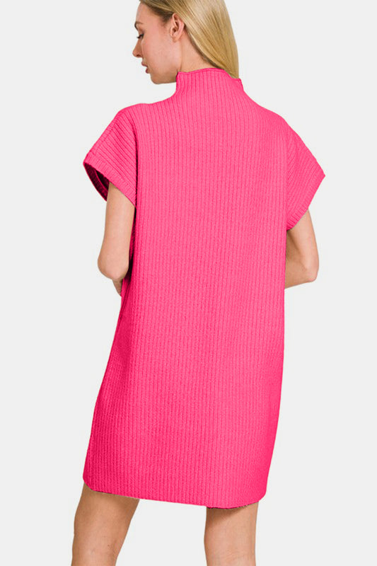 Zenana Short Sleeve Sweater Mini Dress - Classique Collection