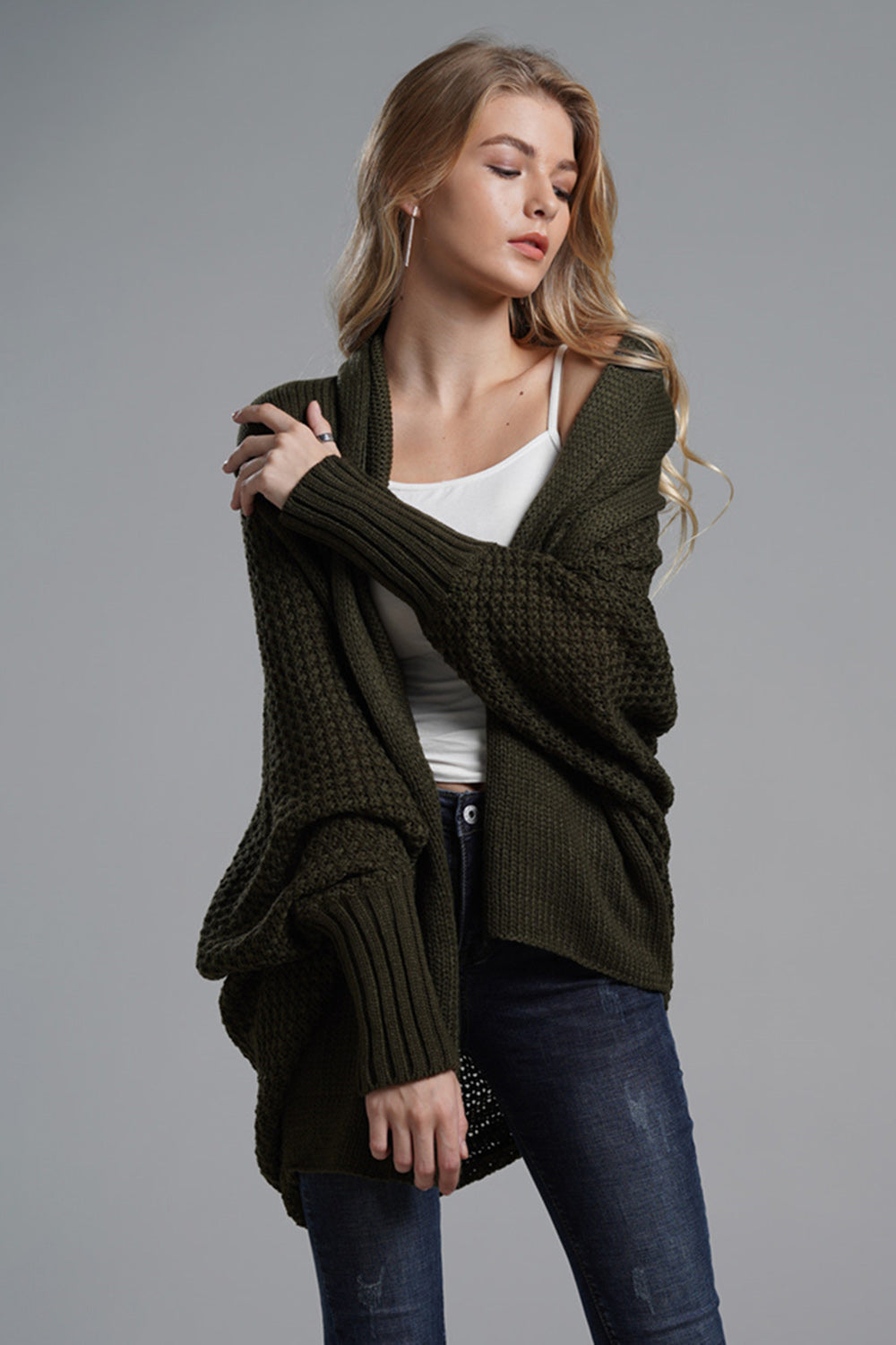 Open Front Batwing Sleeve Cardigan - ClassiQ
