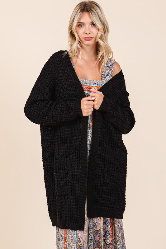 Mittoshop Open Front Long Sleeve Longline Cardigan - ClassiQ