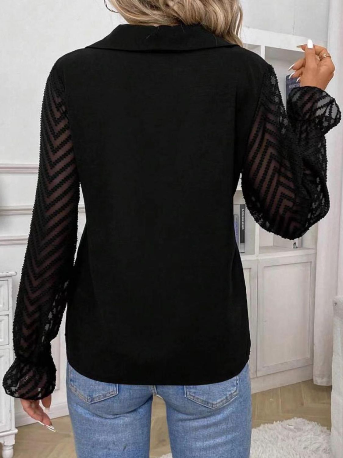 V-Neck Flounce Sleeve Blouse - Classique Collection