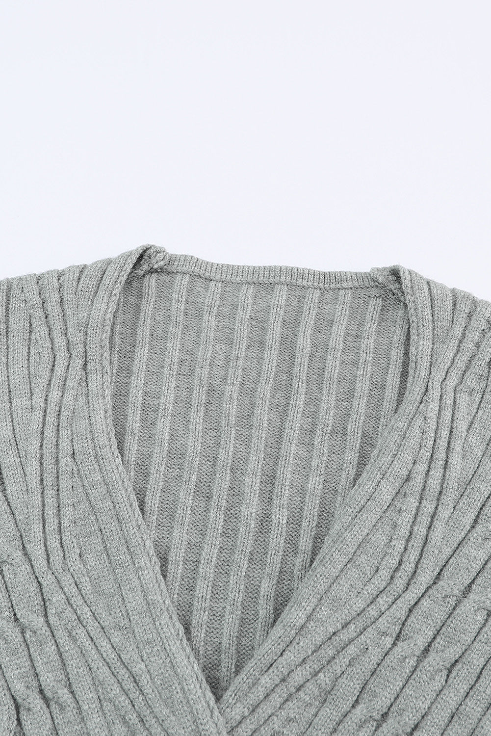 Cable-Knit Surplice Lantern Sleeve Sweater Dress - Classique Collection
