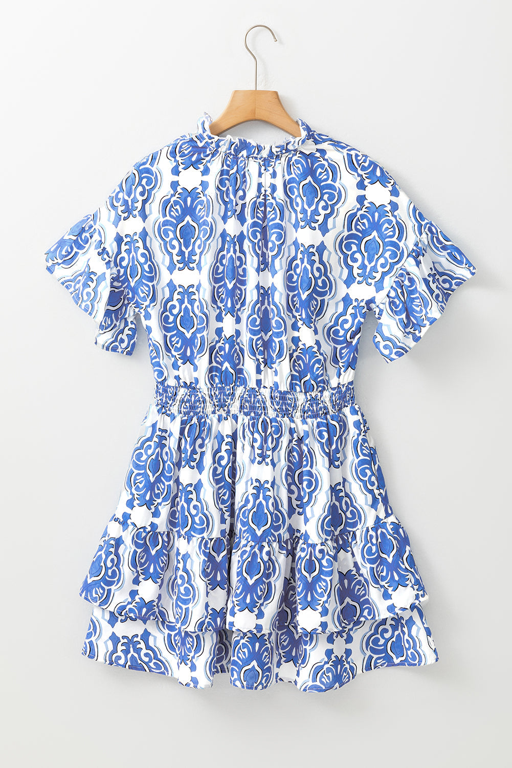 Ashleigh Blue Vintage Floral Print Wide Ruffled Sleeve Dress ClassiQ