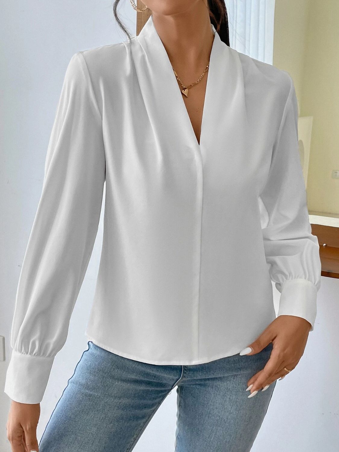 V Neck Long Sleeve Top - Classique Collection