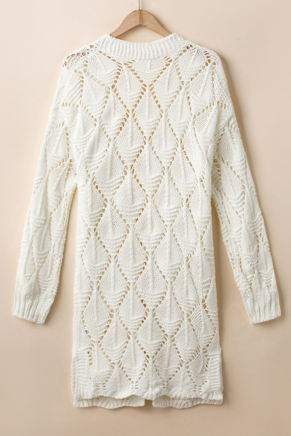 Openwork Open Front Long Sleeve Cardigan - ClassiQ