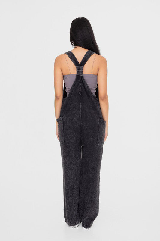 Mono B Mineral-Washed V Neck Overalls with Pockets - Classique Collection