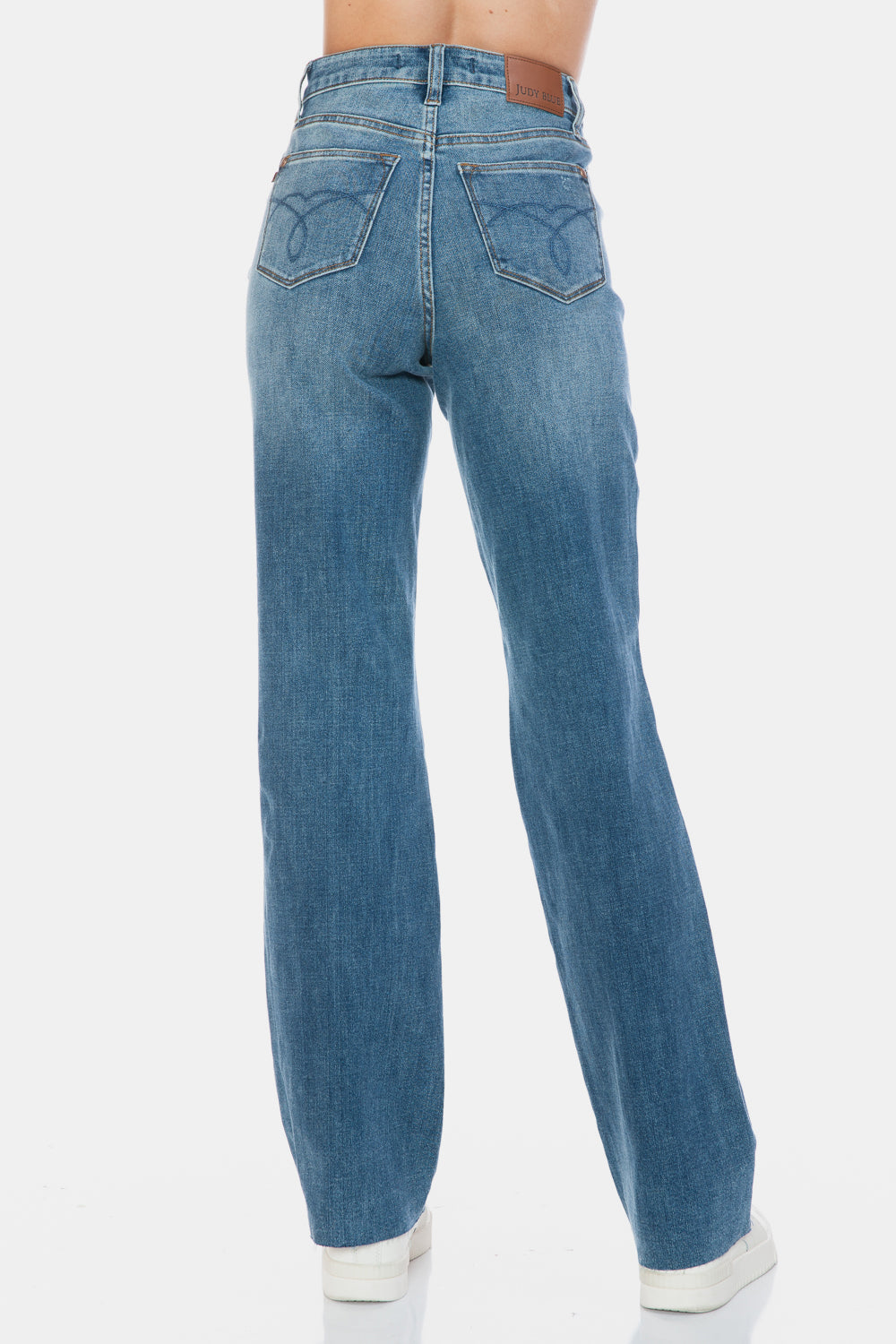 Judy Blue Full Size Tummy Control Cut Raw Hem Straight Jeans - Classique Collection