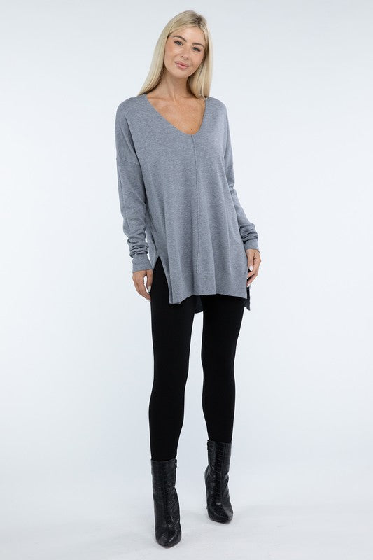 Hi-Low Hem Front Seam Sweater - Classique Collection