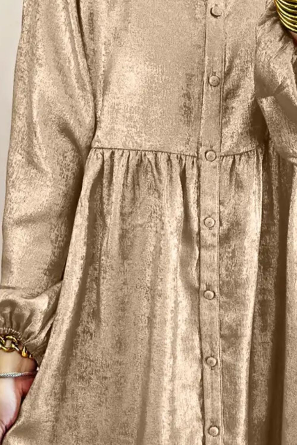 Metallic Sheen Long Sleeve Mini Dress - Classique Collection