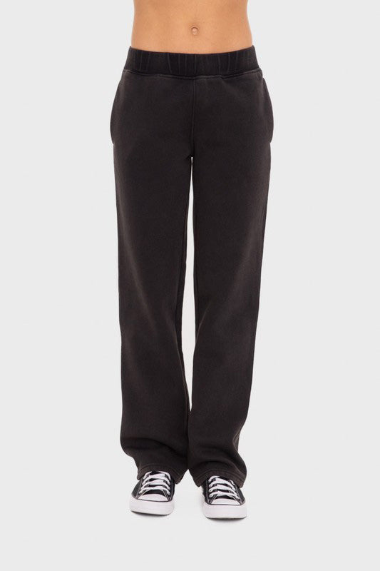 Mono B Elastic Waist Fleece Pants with Pockets - ClassiQ
