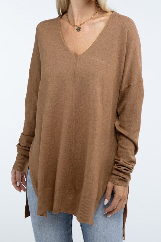 Hi-Low Hem Front Seam Sweater - Classique Collection