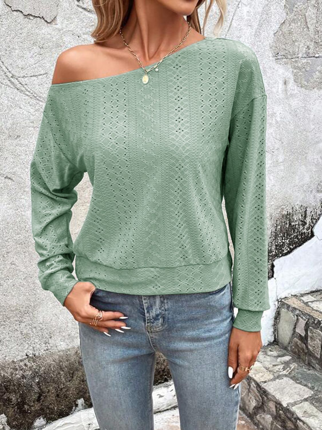 Eyelet Dropped Shoulder Blouse - Classique Collection