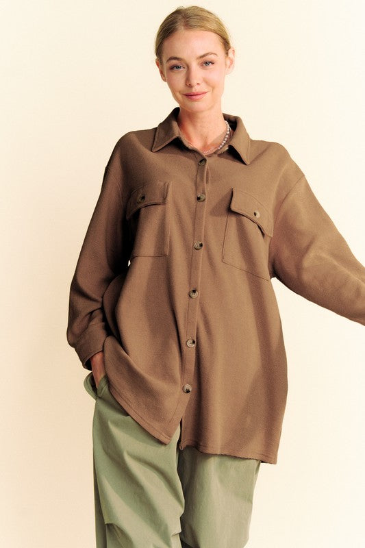 Davi & Dani Waffle-Knit Button Down Shirt - Classique Collection
