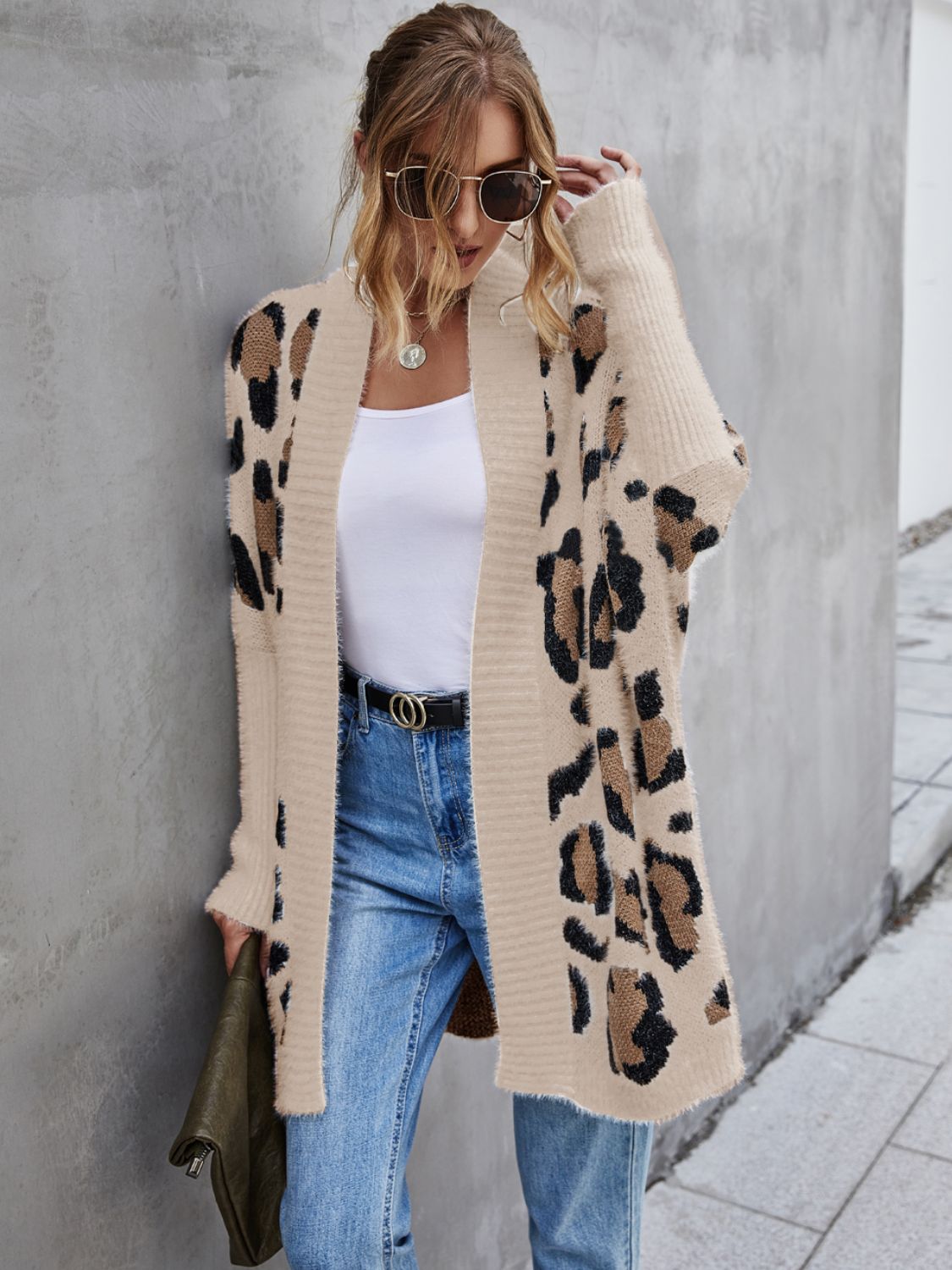 Angel Wings Leopard Pattern Fuzzy Cardigan - ClassiQ