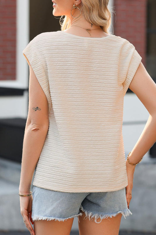 Asymmetrical Neck Short Sleeve Top - Classique Collection