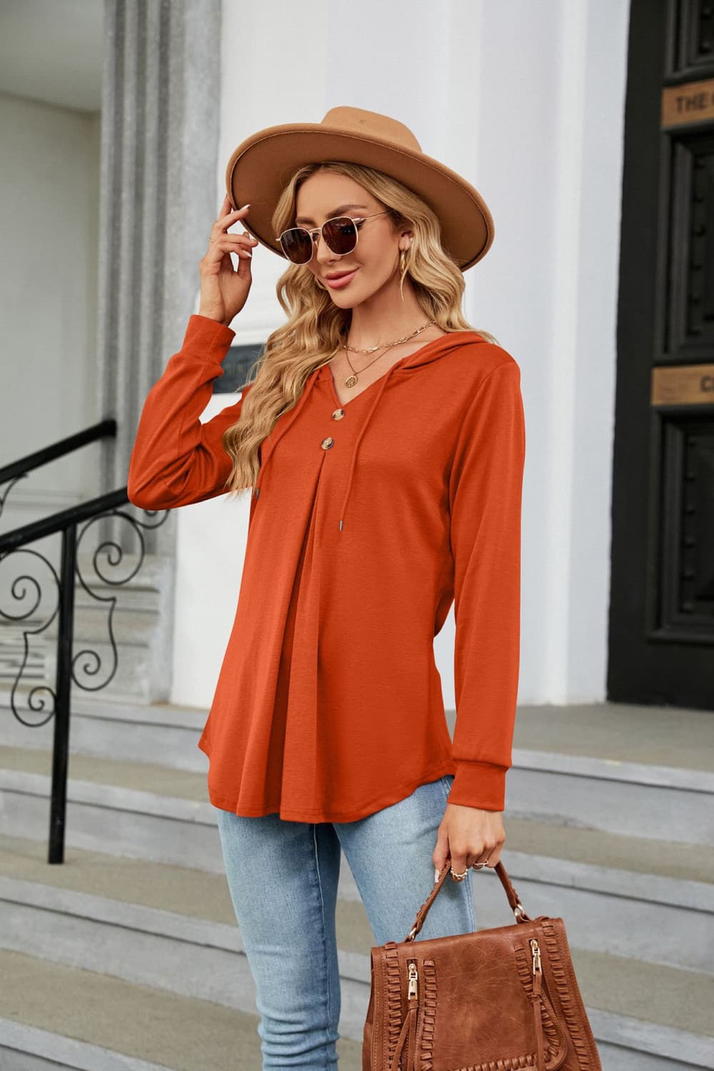 Long Sleeve Hooded Blouse - Classique Collection