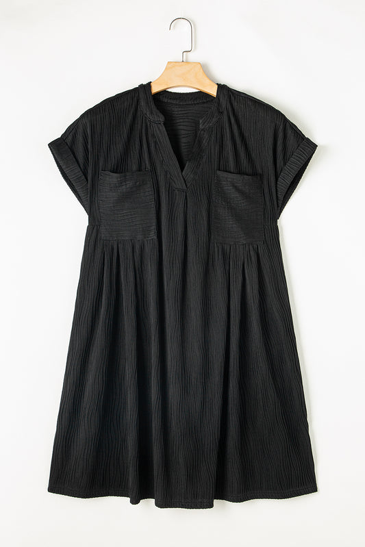 Textured Notched Cap Sleeve Dress - Classique Collection