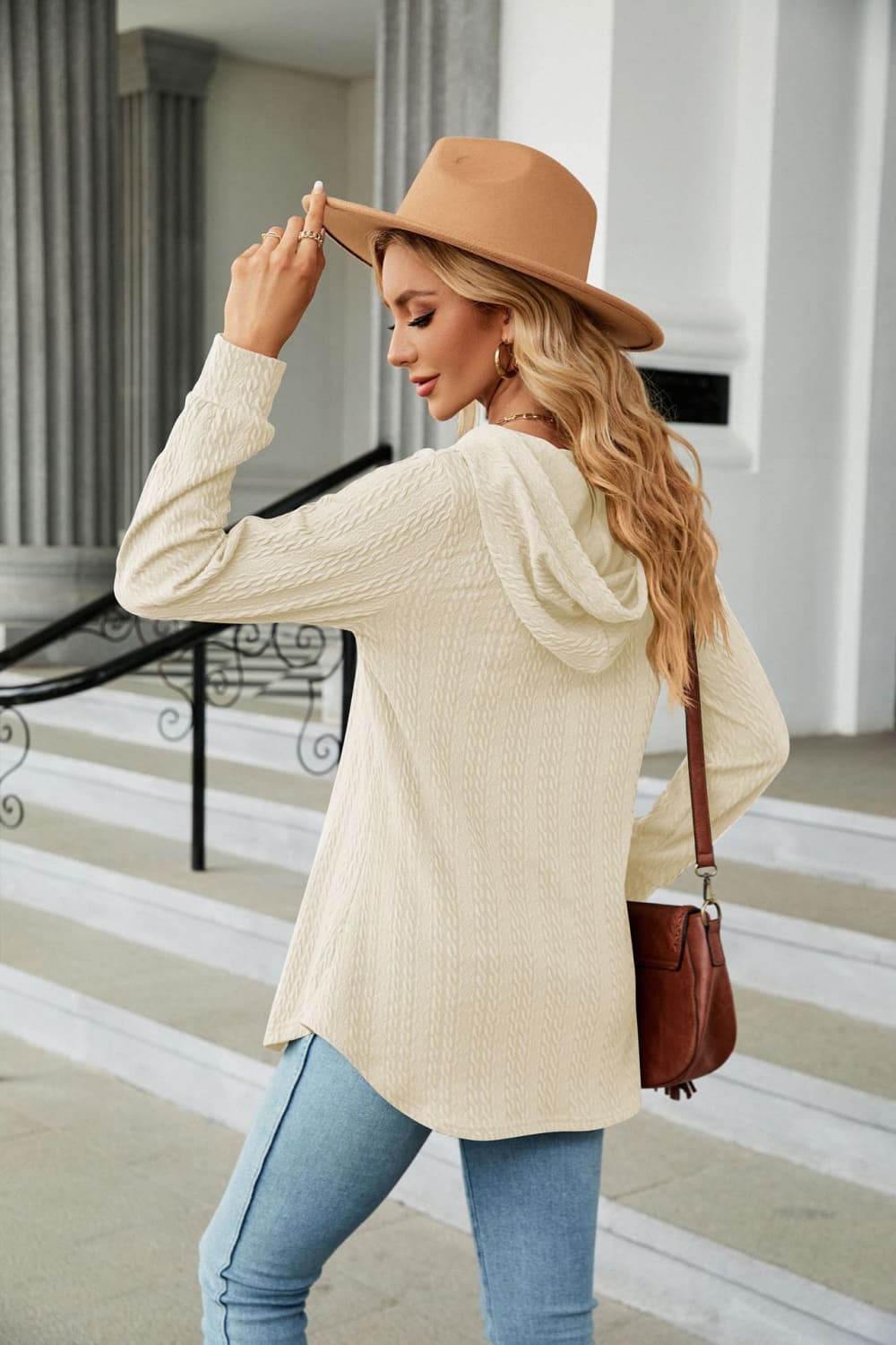Long Sleeve Hooded Blouse - Classique Collection