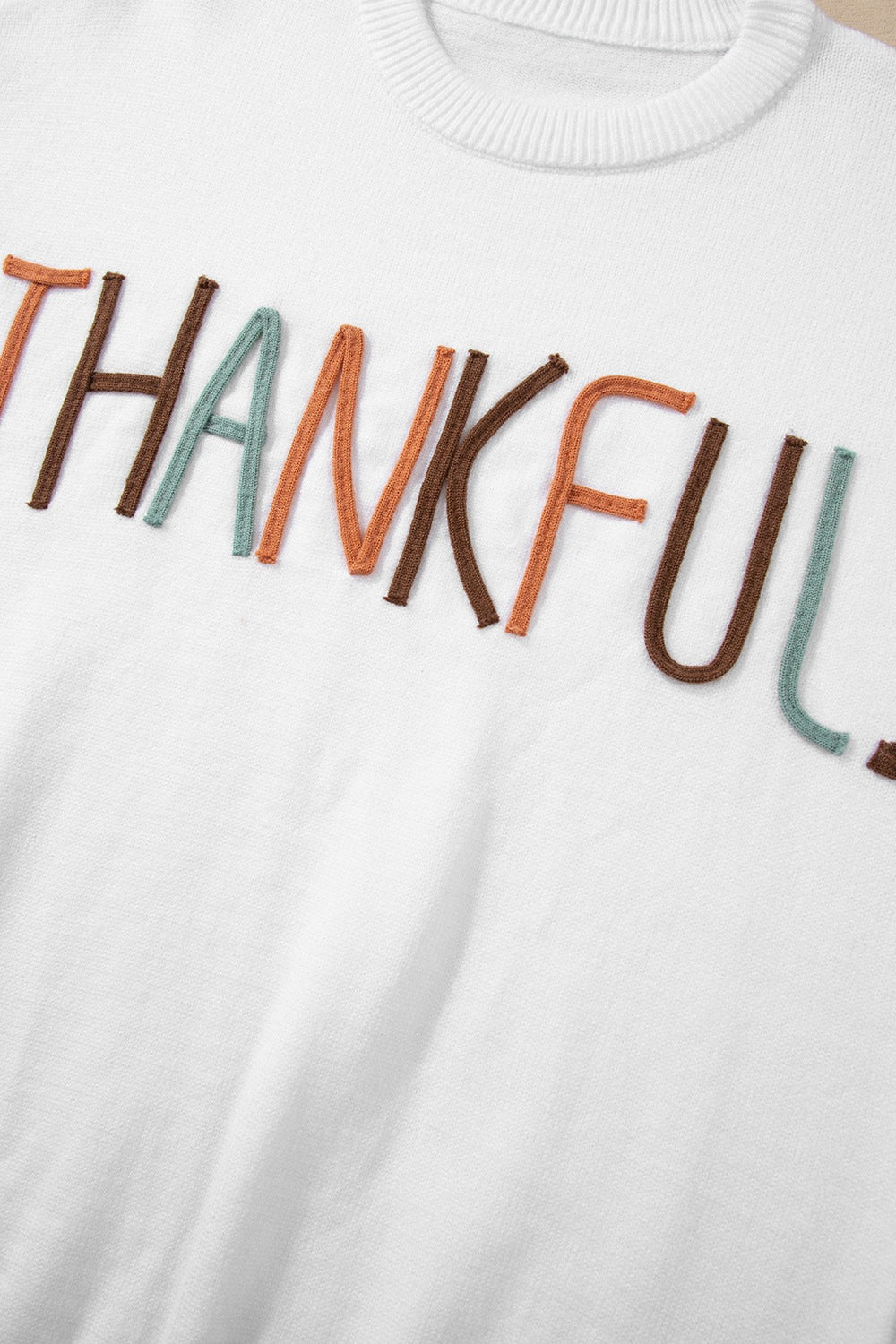 THANKFUL Round Neck Drop Shoulder Sweater - Classique Collection